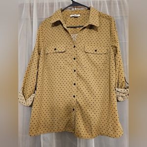 Studio Works Khaki And Black Polka Dot Blouse